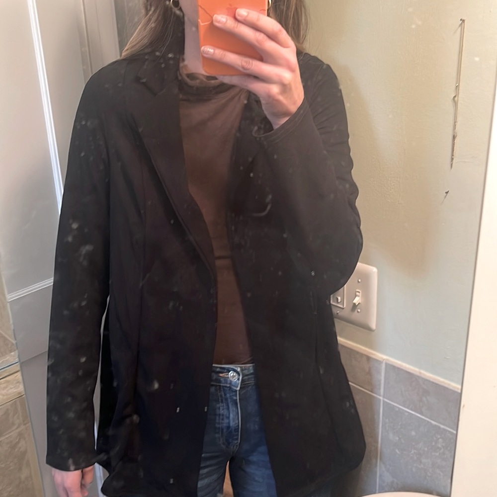 Long tall sally black scuba longline blazer